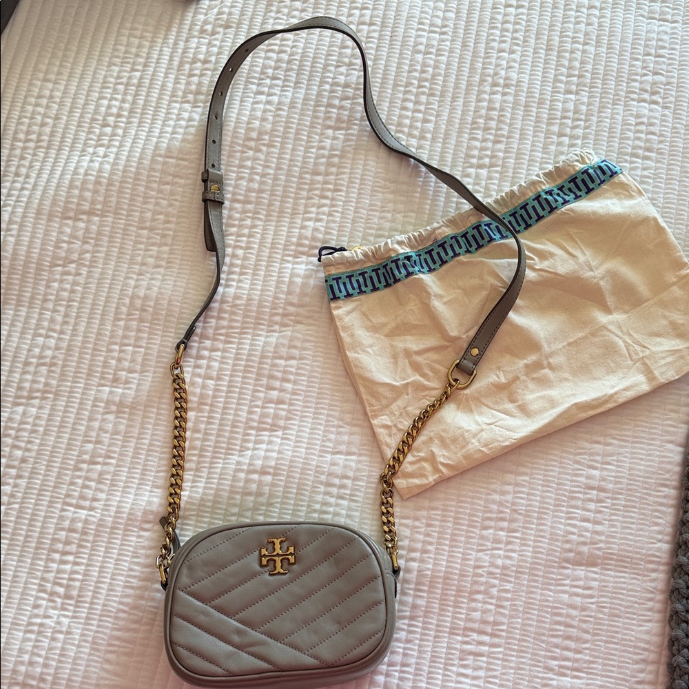 Tory Burch Small Kira Chevron Crossbody Bag in Taupe